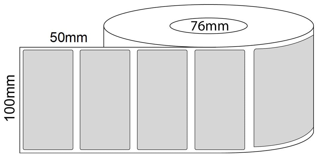 100x50mm Thermal Transfer Labels - 76mm core roll - Barcode Print