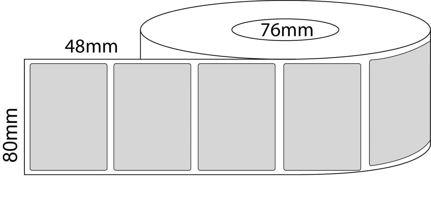 80x48mm Thermal Transfer Blockout Labels - 76mm Core - 3,594 Labels per Roll - Barcode Print