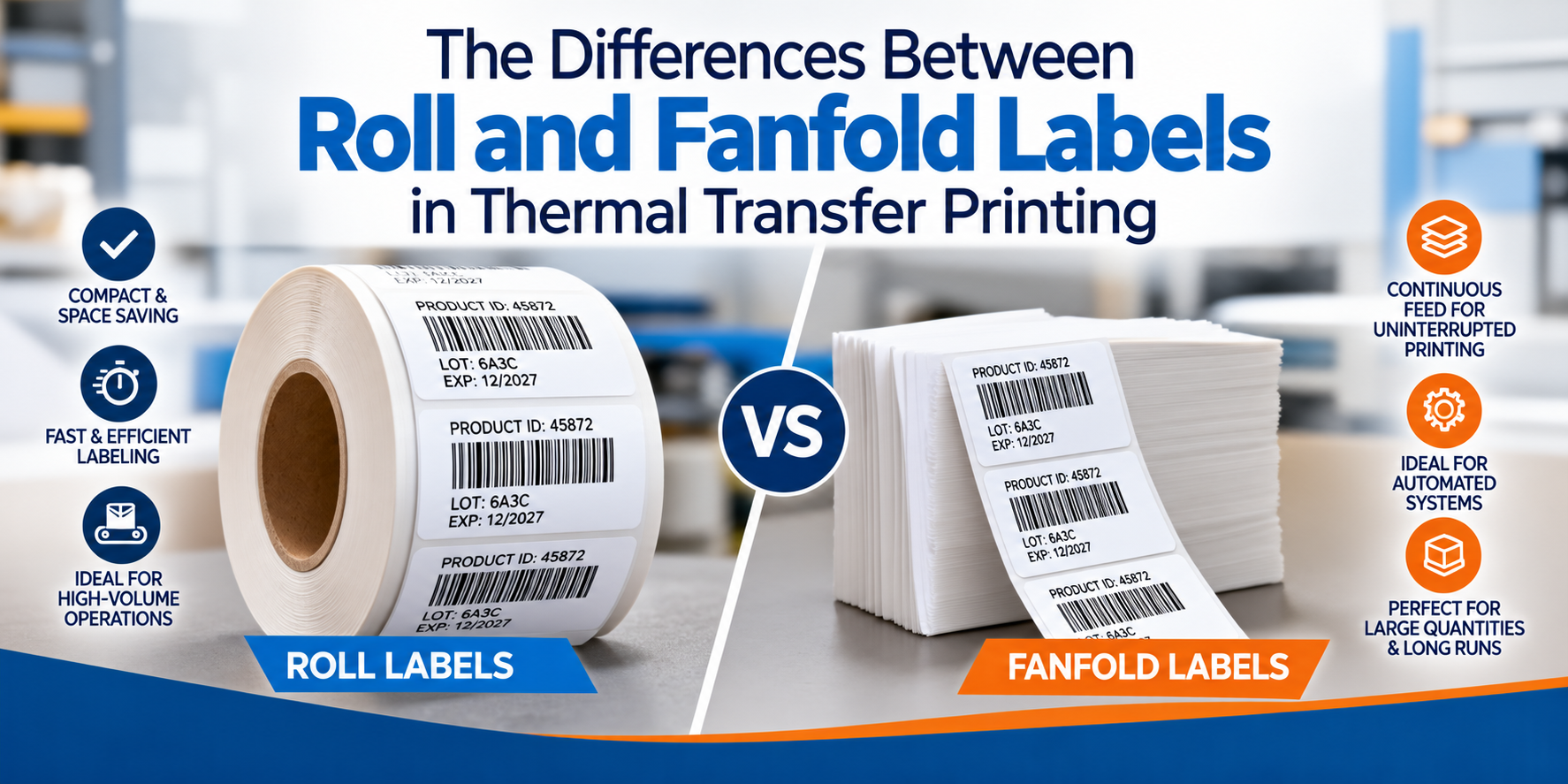 Differences between roll labels & fanfold labels for thermal transfer label printing