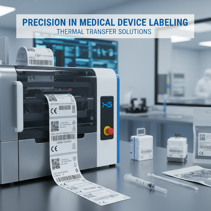 Thermal transfer label printing for medical device labeling
