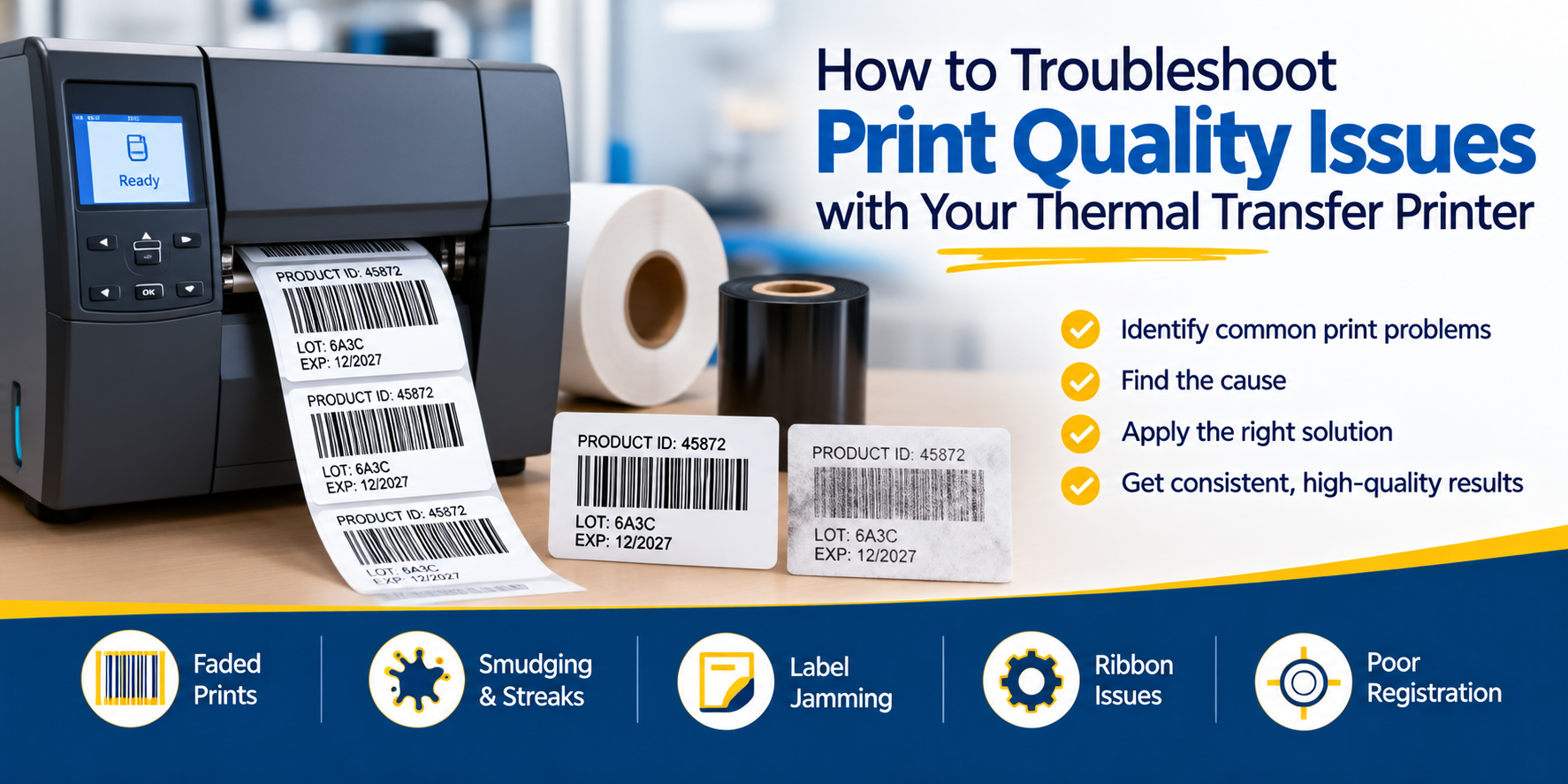 Troubleshooting tips for printing issues with thermal transfer label printers