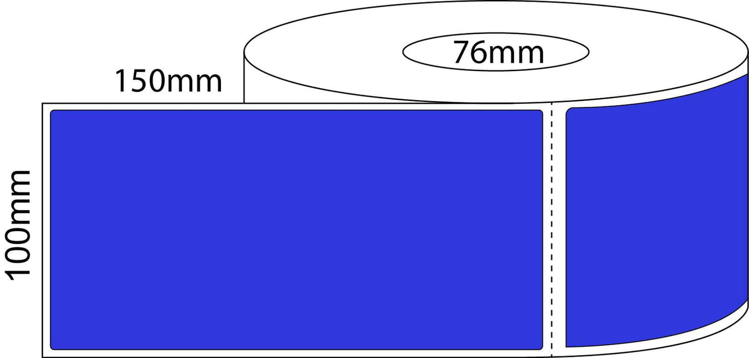 100x150mm Direct Thermal Labels - Blue - 76mm core roll - Barcode Print