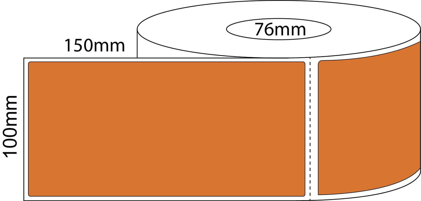 100x150mm Direct Thermal Labels - Orange - 76mm core roll - Barcode Print