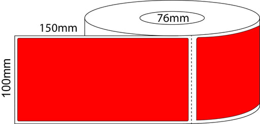 100x150mm Thermal Transfer Labels - Fluro Red - 76mm core roll - Barcode Print