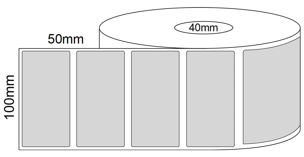 100x50mm Thermal Transfer Labels - 40mm core roll - Barcode Print