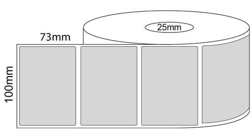 100x73mm Thermal Transfer Labels - 25mm core roll - Barcode Print