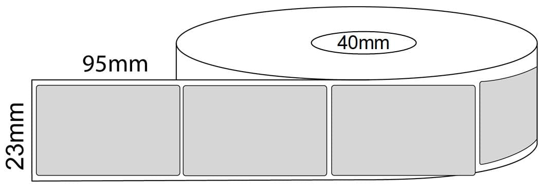23x95mm Thermal Transfer Labels - 40mm core roll - Barcode Print