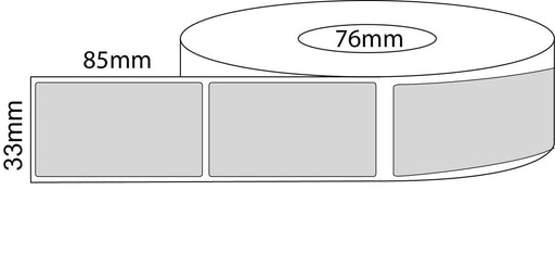 33x85mm Thermal Transfer Labels - 76mm core roll - Barcode Print
