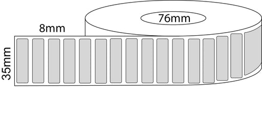 35x8mm Thermal Transfer Labels 76mm core roll - Barcode Print