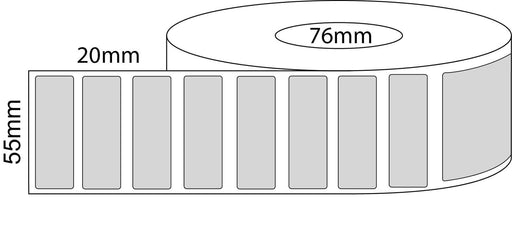 55x20mm Thermal Transfer Labels - 76mm Core - 5,000 Bar Code Labels per Roll - Barcode Print