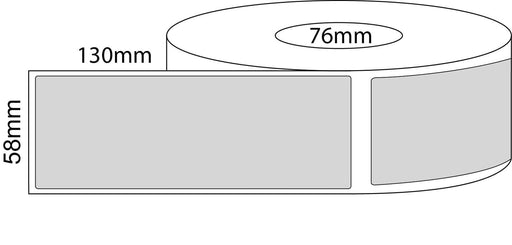 58x130mm Thermal Transfer Labels - 76mm Core - 1,250 Barcode Labels per Roll - Barcode Print