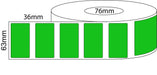 63x36mm Thermal Transfer Labels - Green - 76 mm Core - 4,500 Labels per Roll  - Barcode Print
