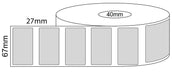 67x27mm Thermal Transfer Labels - 40mm Core - 1,00 Labels Per Roll - Barcode Print