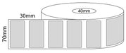 70x30mm Thermal Transfer Labels - 40mm Core Rolls - 1,500 or 2,000 Labels Per Roll - Matt or Gloss Paper - Barcode Print