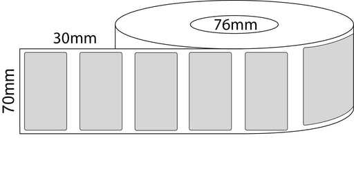 70x30mm Thermal Transfer Labels - 76mm Core - 5,000 Labels per Roll - Barcode Print