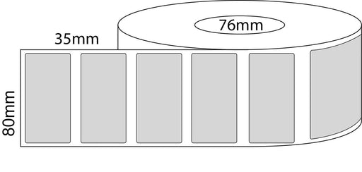 80x35mm Thermal Transfer Labels - 76mm Core - 4,00 Labels per Roll - Barcode Print