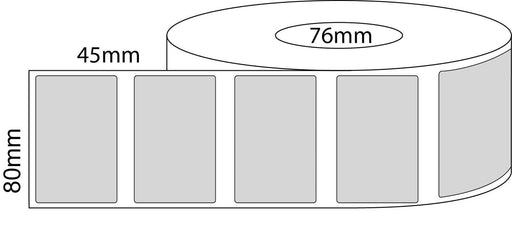 80x45mm Thermal Transfer Matt Poly Labels - Yellow - 76mm Core - 2,500 Labels per Roll - Barcode Print