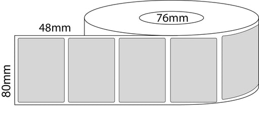 80x48mm Thermal Transfer Blockout Labels - 76mm Core - 3,594 Labels per Roll - Barcode Print