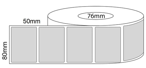 80x50mm Direct Thermal Labels - 76 millimeter core roll - 3,000 Labels per Roll - Barcode Print