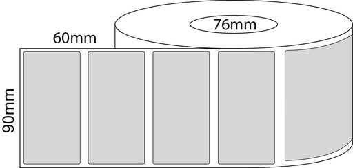 90x60mm Thermal Transfer Labels -  Matt Paper - 25000 Labels Per Roll - 76mm Core Roll - Barcode Print