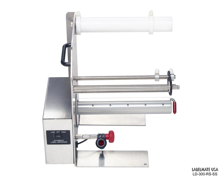 LD-300-RS Label Dispenser. Reflective Sensor. 8.5" Width. Stainelss Steel Chassis & Cover. Not for Transparent Labels.