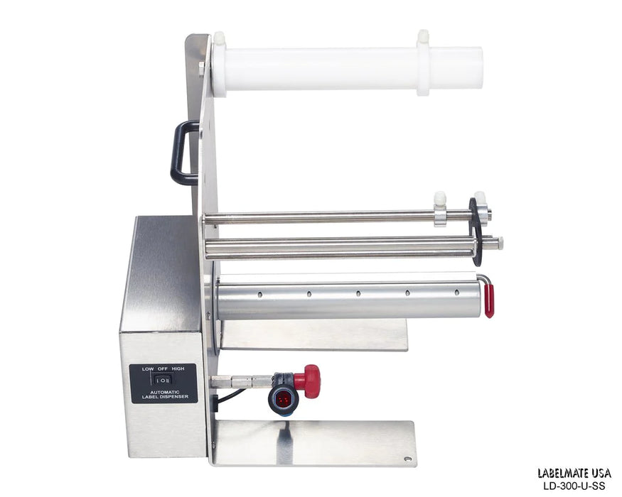 LD-300-U-SS Label Dispenser. Reflective Sensor. 8.5" Width. Stainless Steel Chassis And Cover. For Transparent And Opaque Labels.